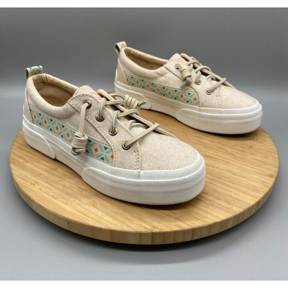 SPERRY Shoes Beige Casual Sneakers Southwestern Aztec STS87010 Womens Size 6